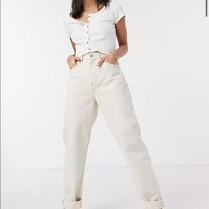 ASOS DESIGN organic cotton blend high rise 'slouchy' mom jean in ecru